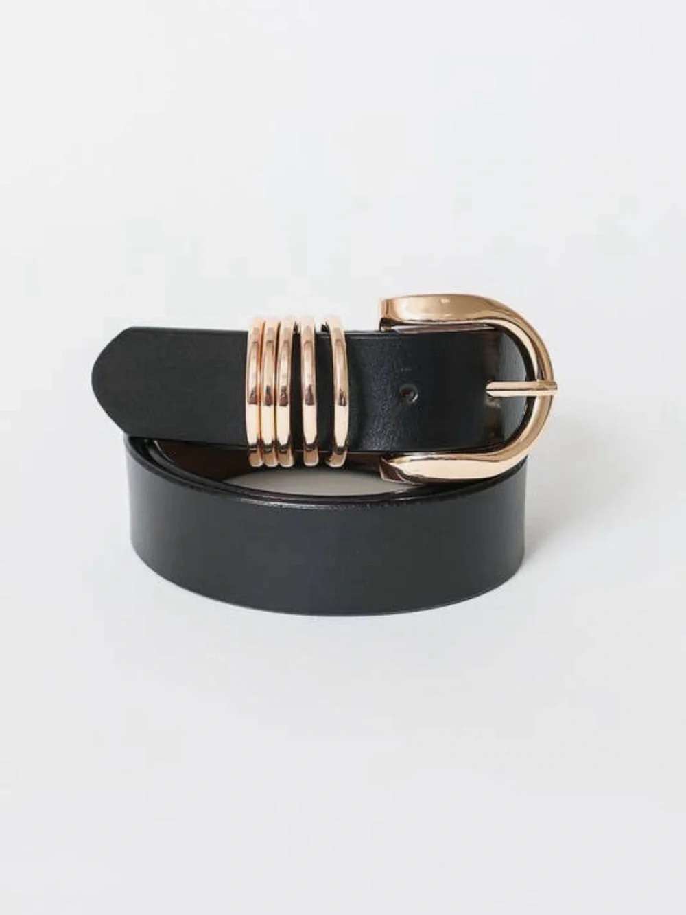 Black leather belt gold rings, 90s aesthetics New
